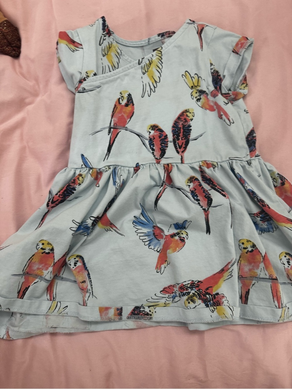Tea Collection 2T  Blue Parrot Print Girls Dress